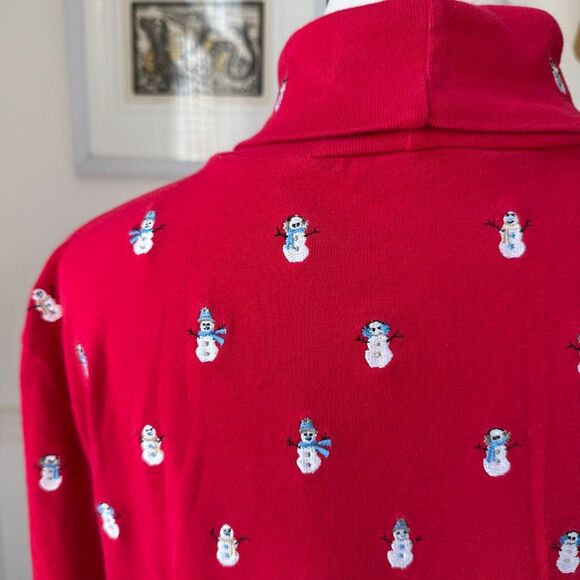 Vintage Telluride Clothing Co Red Embroidered Snowman Turtleneck Cotton L - Picture 3 of 7